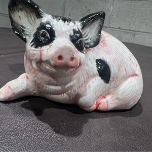 Potpourri Designs Pig Ceramic Planter White Black Pink Small Animal Theme